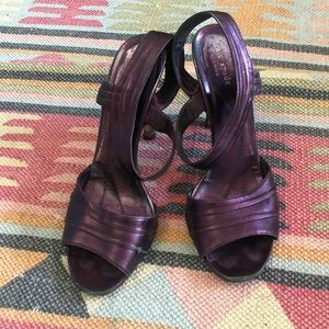 KATE SPADE purple leather strappy heels